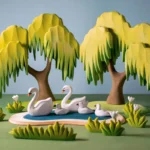 Heart Lake And Swans Set4006.webp