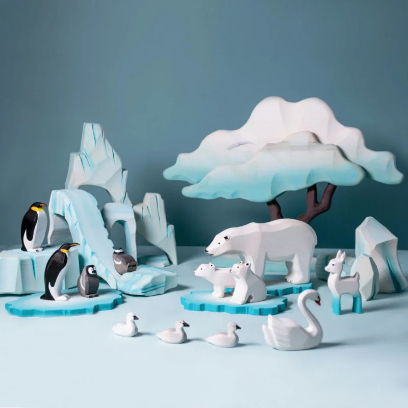 Icy Cliffs Ice Floe And Big Penguin Family Set3829.webp