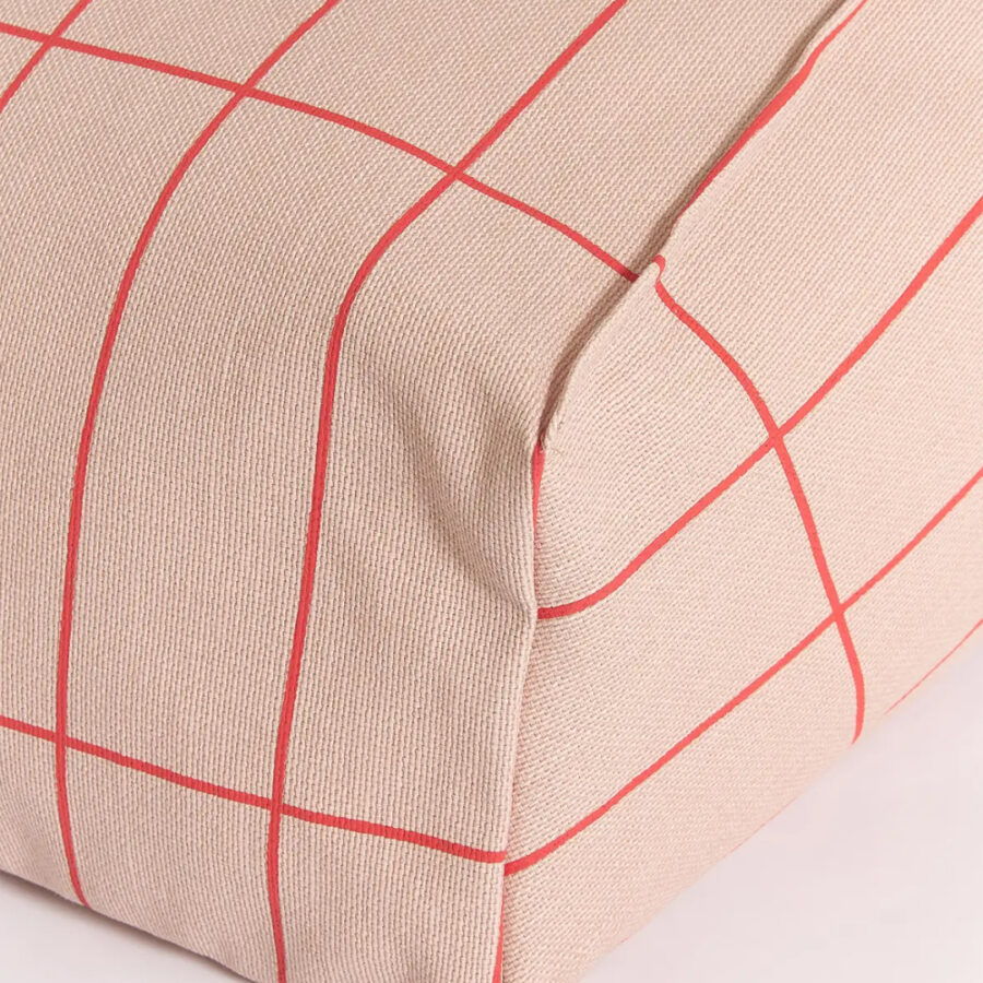 Vibes Armchair Bean Bag Pink Red Grid Nobodinoz 2 8435574935014.jpg