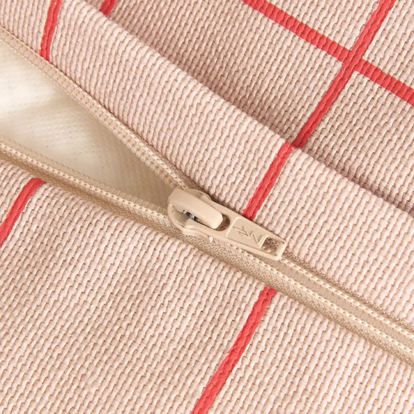 Vibes Armchair Bean Bag Pink Red Grid Nobodinoz 3 8435574935014.jpg