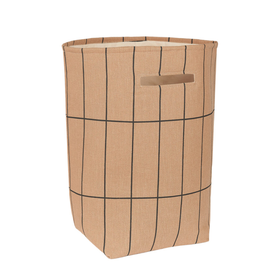 Vibes Large Storage Basket Brown Black Grid Nobodinoz 2 8435574935076.jpg