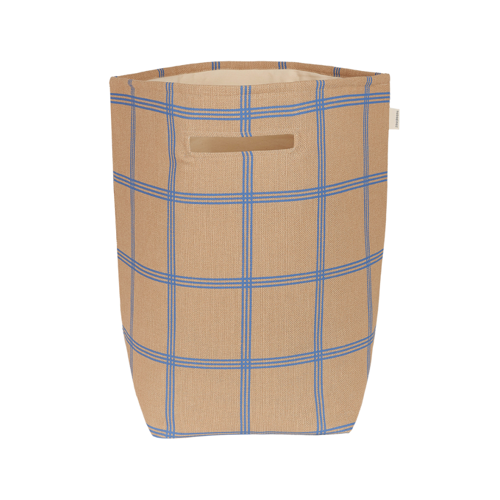 Vibes Large Storage Basket Brown Blue Windowpane Nobodinoz 1 8435574935106.jpg