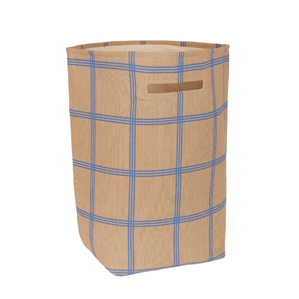 Vibes Large Storage Basket Brown Blue Windowpane Nobodinoz 2 8435574935106.jpg