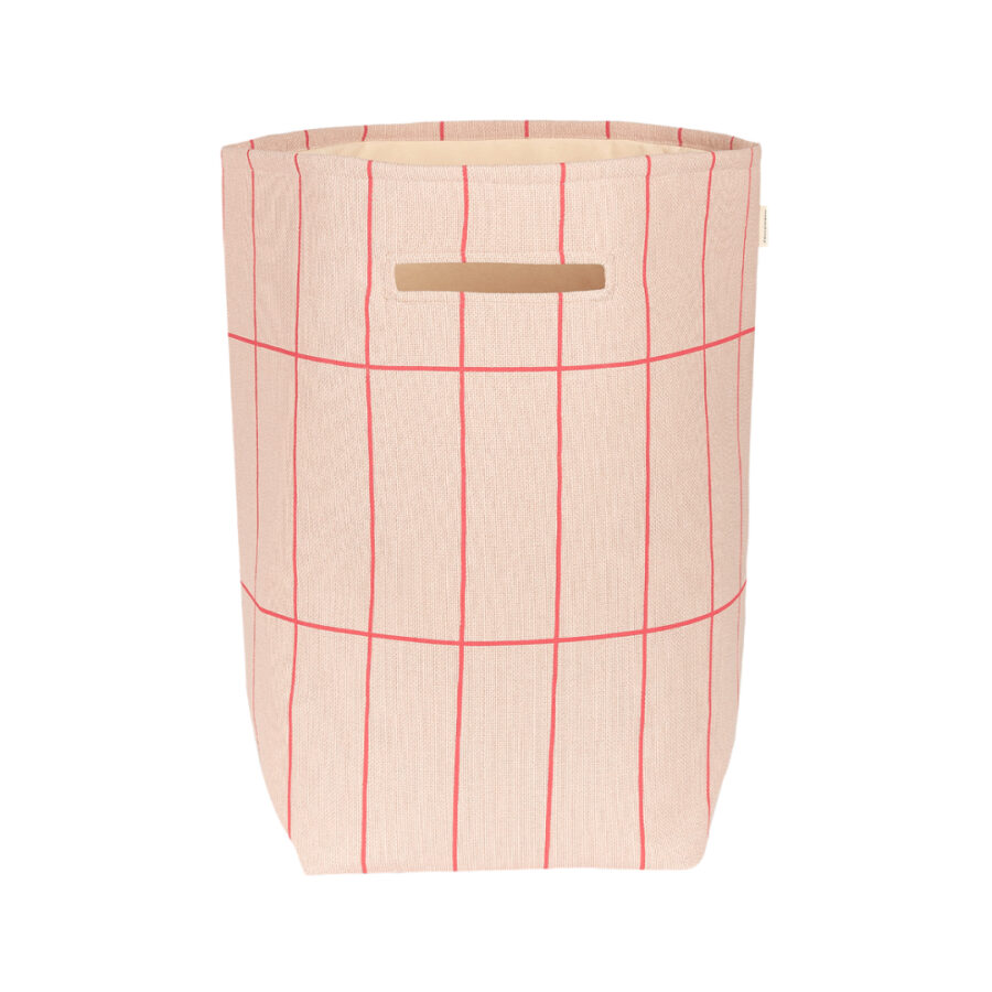 Vibes Large Storage Basket Pink Red Grid Nobodinoz 1 8435574935069.jpg