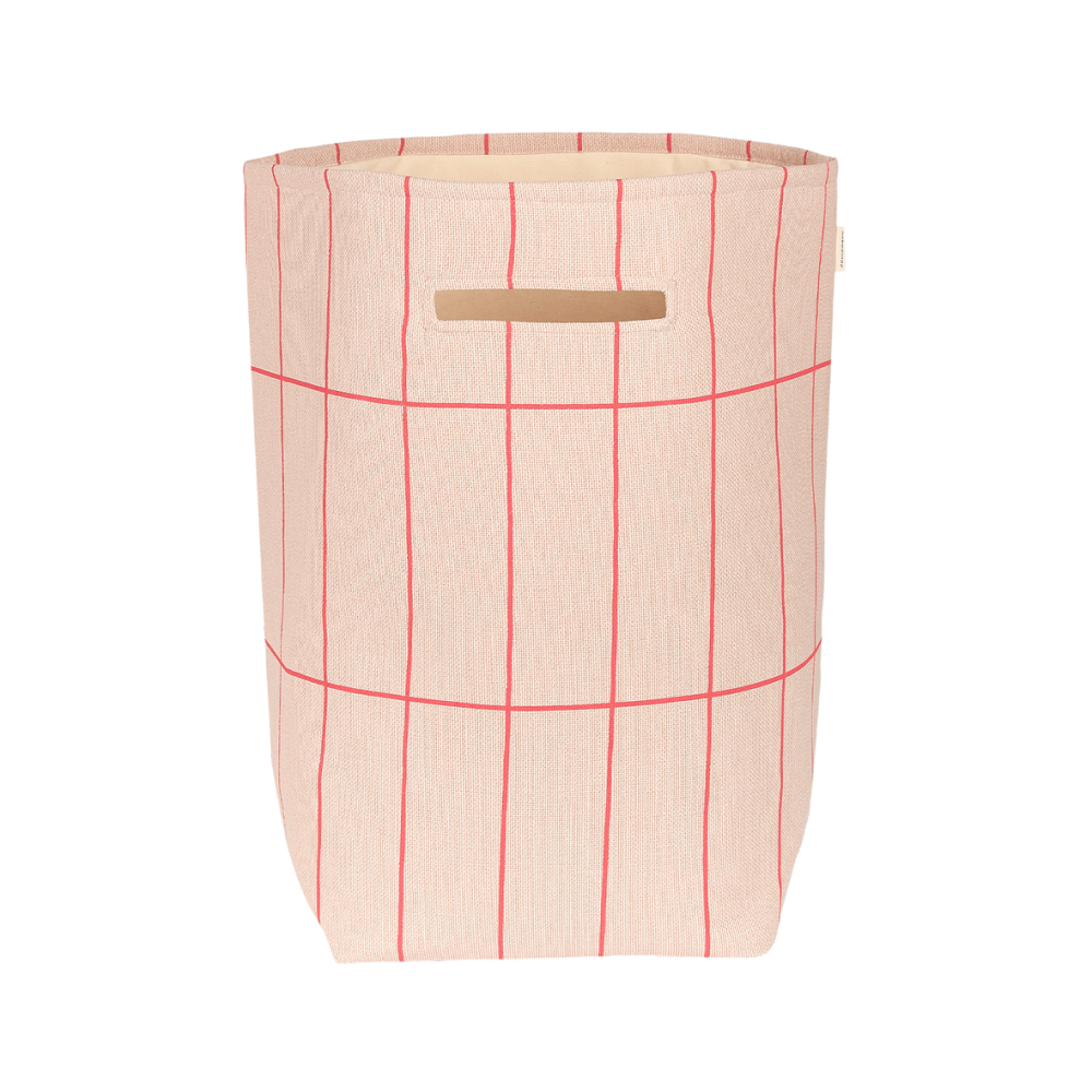 Vibes Large Storage Basket Pink Red Grid Nobodinoz 1 8435574935069.jpg
