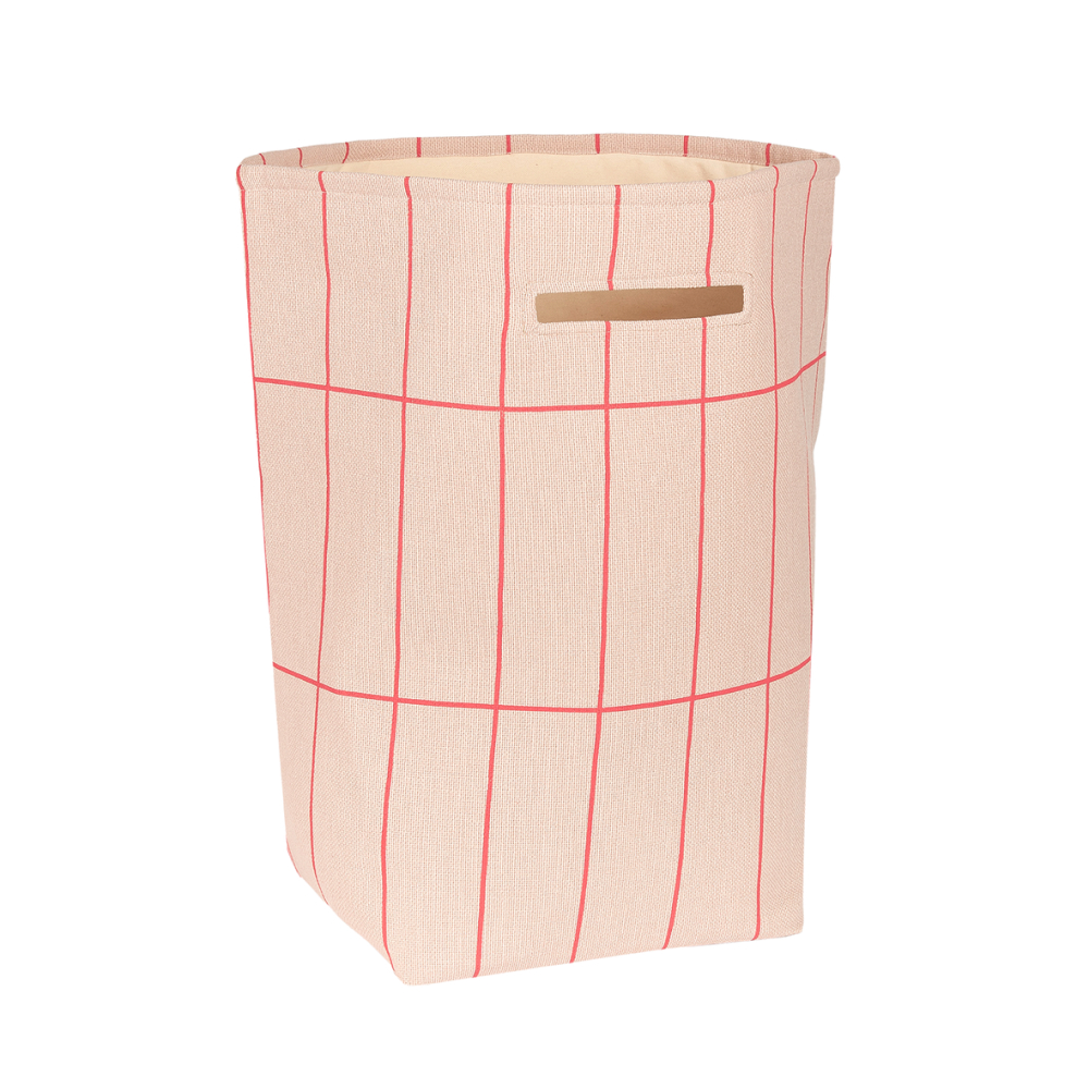 Vibes Large Storage Basket Pink Red Grid Nobodinoz 2 8435574935069.jpg