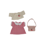 Dinkum Doll Cherry Gingham Outfit Set Red Medium
