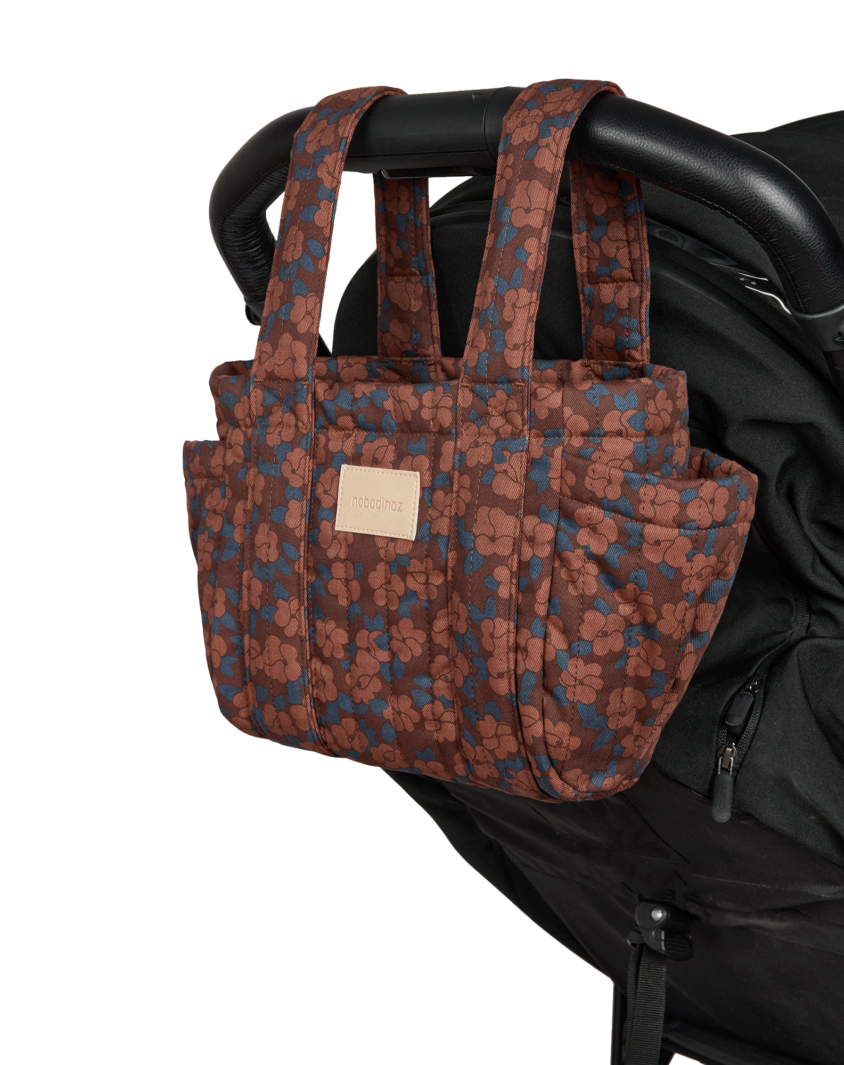 Hyde Park Stroller Organizer Maroon Poppies Nobodinoz 5