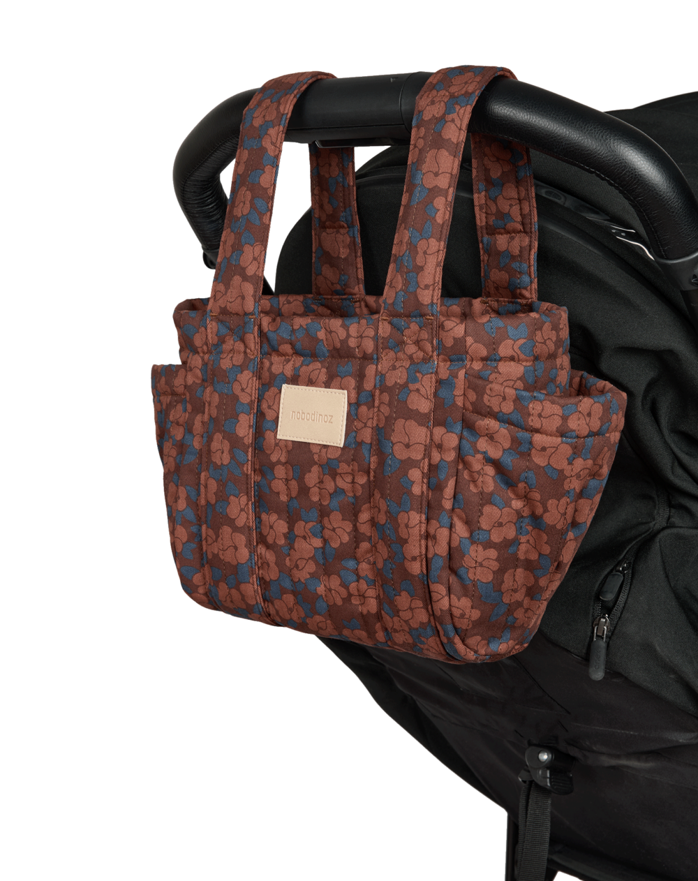 Hyde Park Stroller Organizer Maroon Poppies Nobodinoz 5