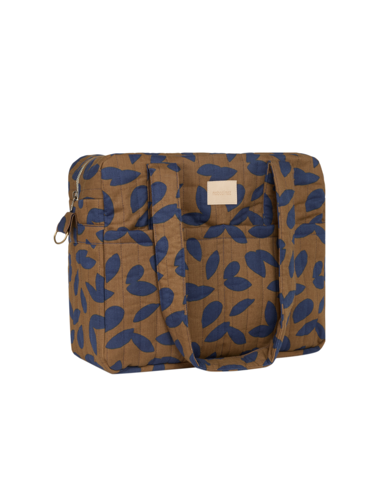 Hyde Park Waterproof Stroller Bag Blue Leaves Nobodinoz 1