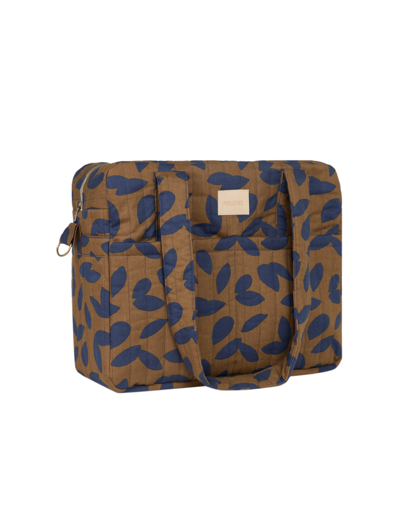 Hyde Park Waterproof Stroller Bag Blue Leaves Nobodinoz 1