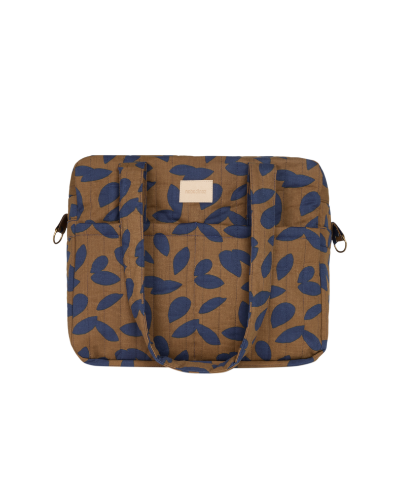 Hyde Park Waterproof Stroller Bag Blue Leaves Nobodinoz 2