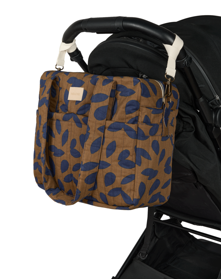 Hyde Park Waterproof Stroller Bag Blue Leaves Nobodinoz 6