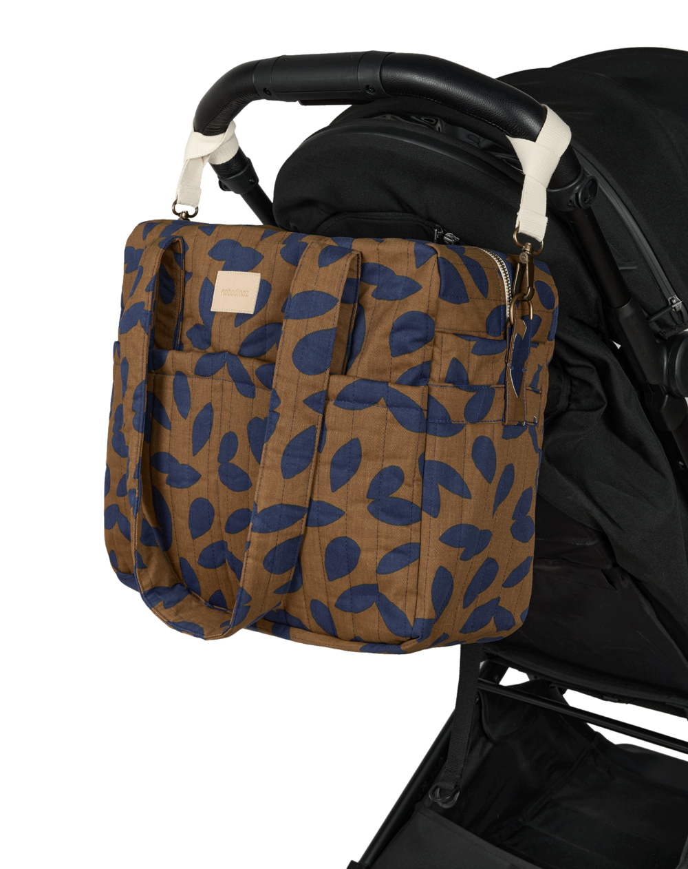 Hyde Park Waterproof Stroller Bag Blue Leaves Nobodinoz 6