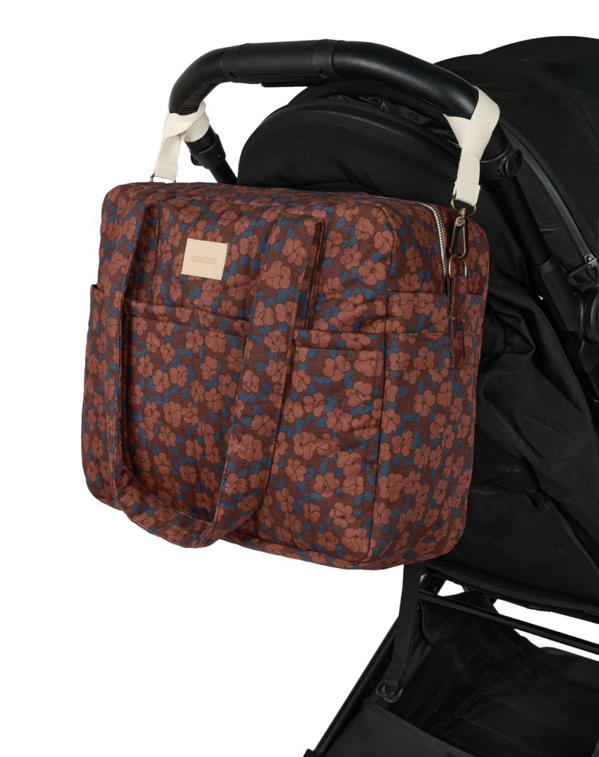 Hyde Park Waterproof Stroller Bag Maroon Poppies Nobodinoz 6