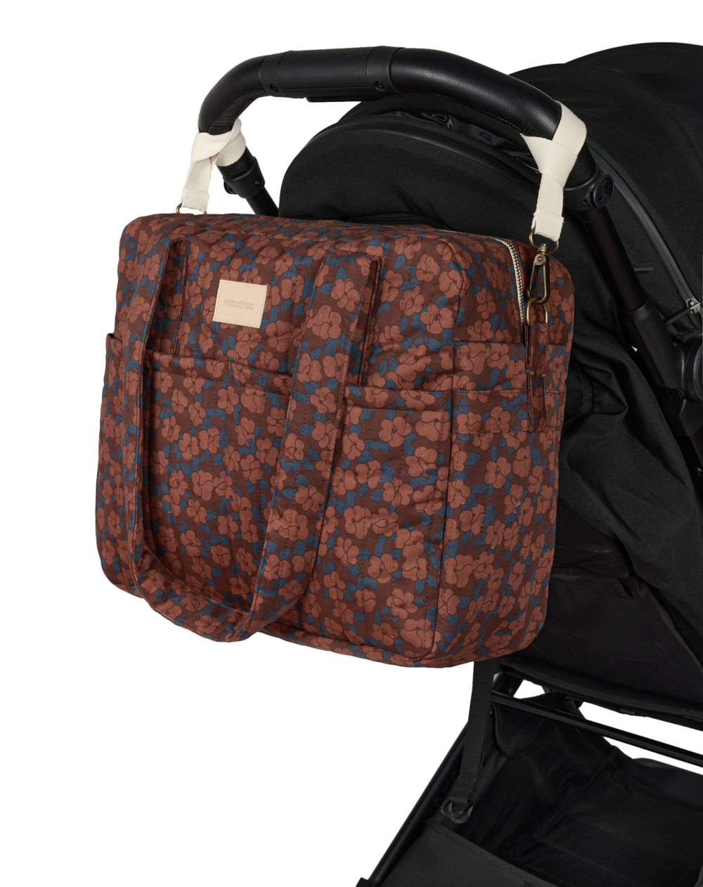 Hyde Park Waterproof Stroller Bag Maroon Poppies Nobodinoz 6