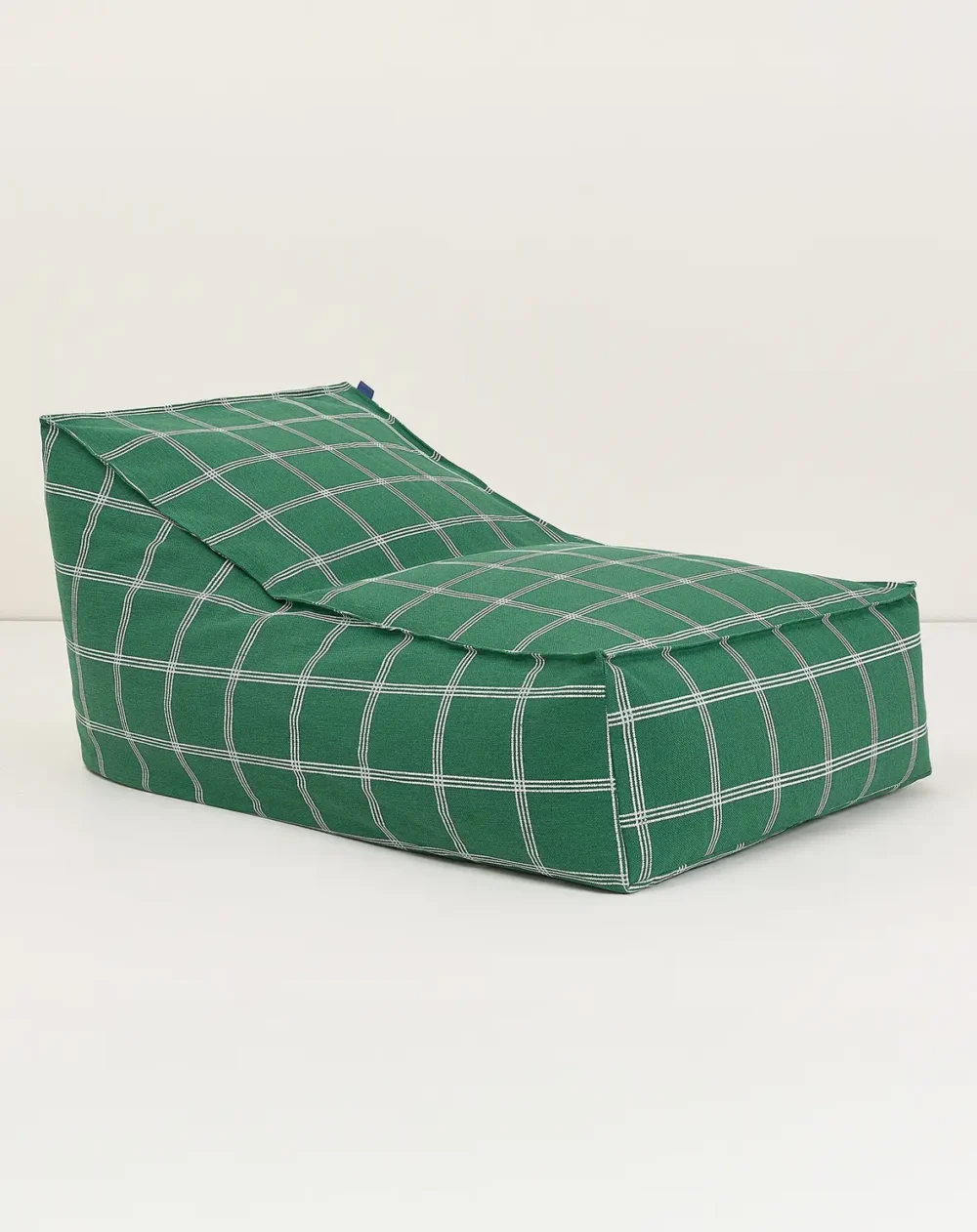 Vibes Long Beanbag Adult Green White Windowpane Nobodinoz 1 8435574940605