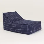 Vibes Long Beanbag Adult Navy Blue Grid Nobodinoz 1 8435574940582