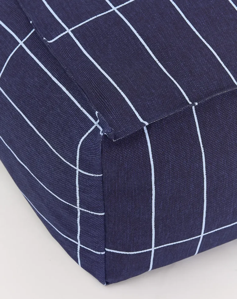 Vibes Long Beanbag Adult Navy Blue Grid Nobodinoz 3 8435574940582