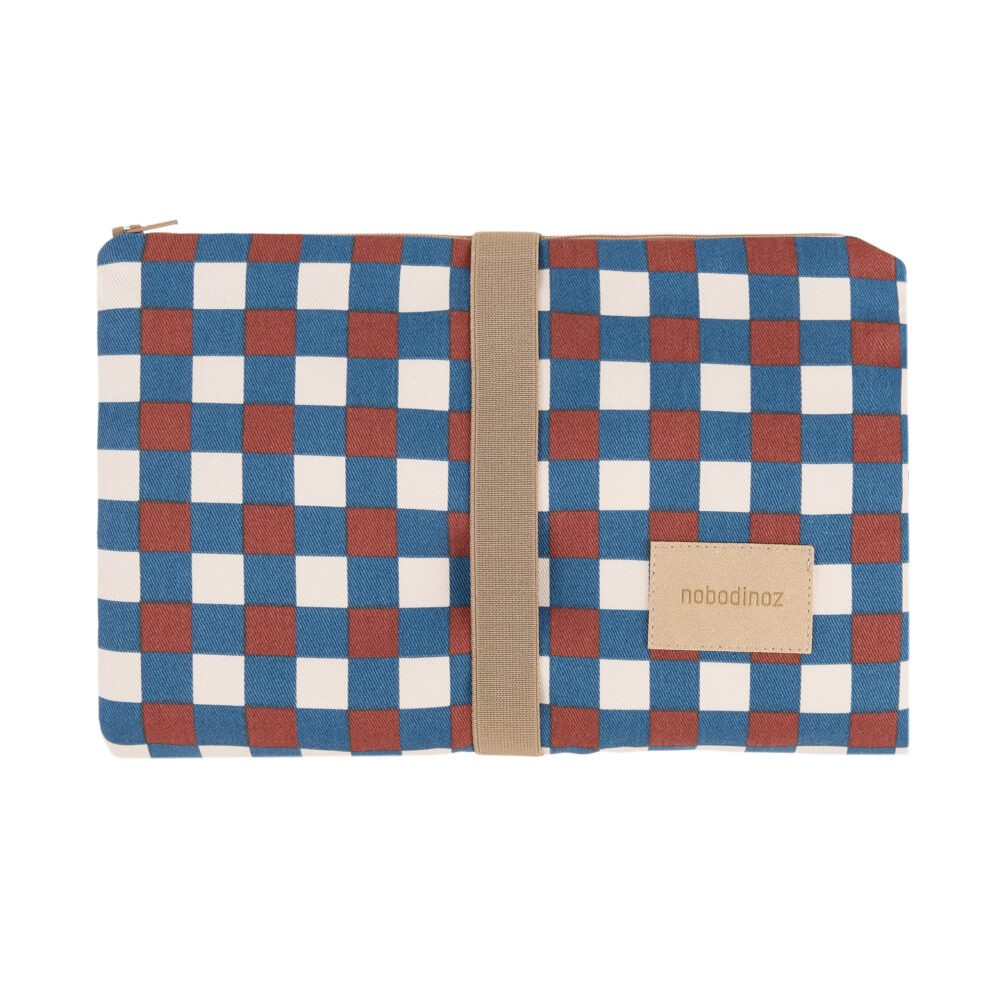 Hyde Park Waterproof Changing Pad Blue Red Mosaic Nobodinoz 1 8435574941633