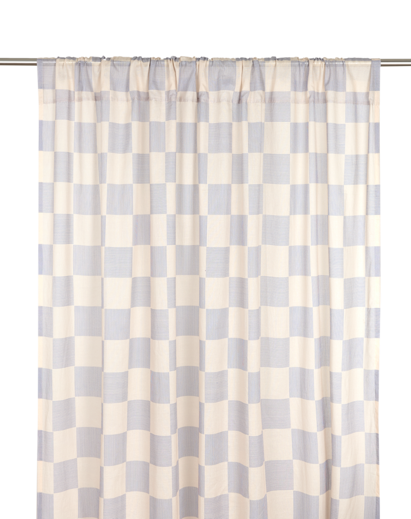 Vibes Curtain Blue Checks 3