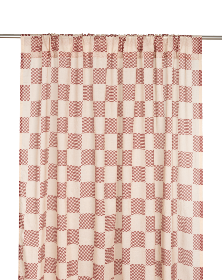Vibes Curtain Red Checks 3
