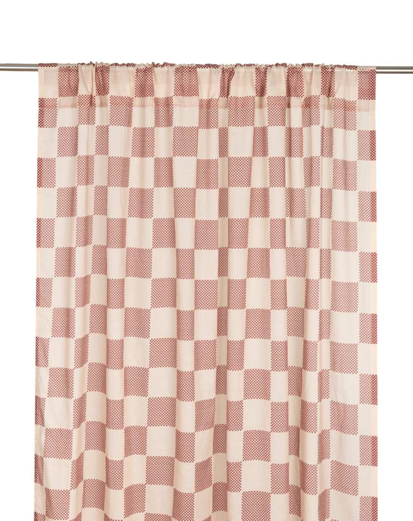 Vibes Curtain Red Checks 3